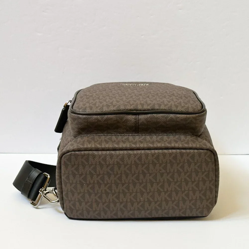Michael Kors Cooper Sling Pack Backpack MK Signature Brown Black - Picture 6 of 10